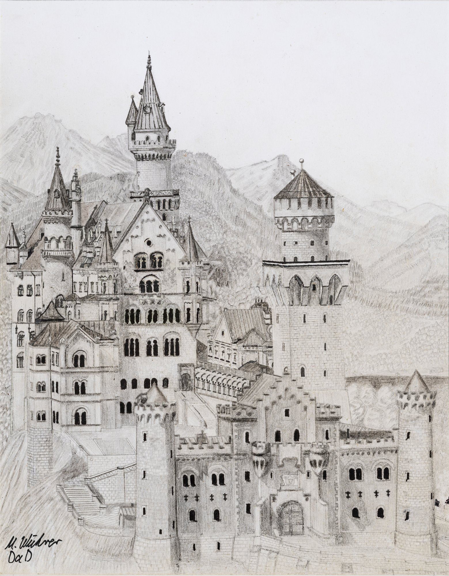 Schloß Neuschwanstein, technische Zeichnung
